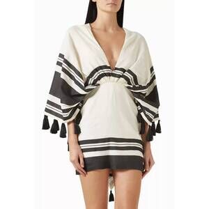 NEW ANDRES OTALORA viento suave linen mini dress in black stripes